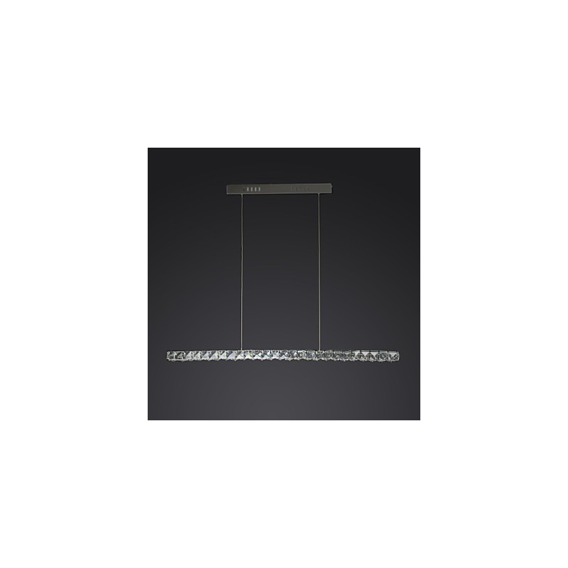 Lampada a sospensione in cristallo e metallo LED integrato cromata argento 90 cm
