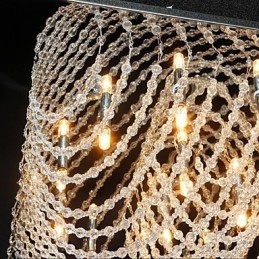Lampadario classico in metallo cromato e cristallo trasparente