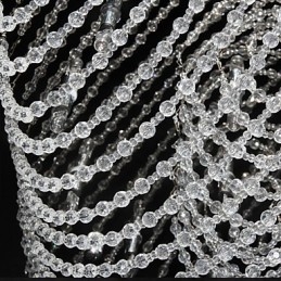 Lampadario classico in metallo cromato e cristallo trasparente