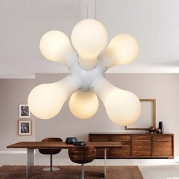 Lampada a sospensione in vetro bianco semplice