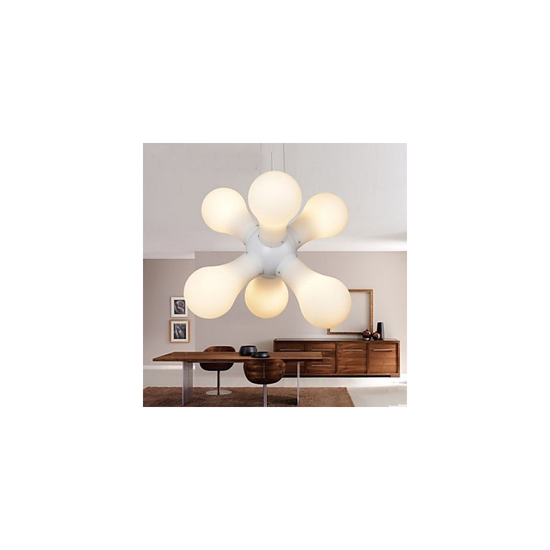 Lampada a sospensione in vetro bianco semplice