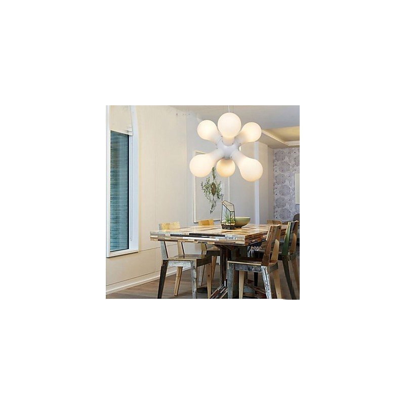Lampada a sospensione in vetro bianco semplice