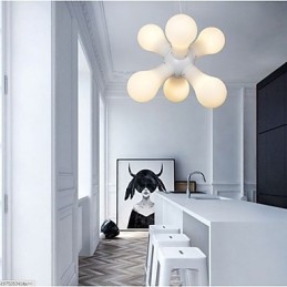 Lampada a sospensione in vetro bianco semplice