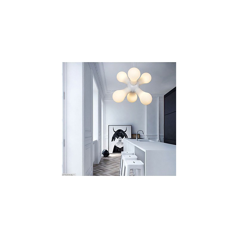 Lampada a sospensione in vetro bianco semplice