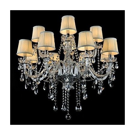 Lampadario in vetro e cristallo a 2 livelli, stile moderno classico country, trasparente