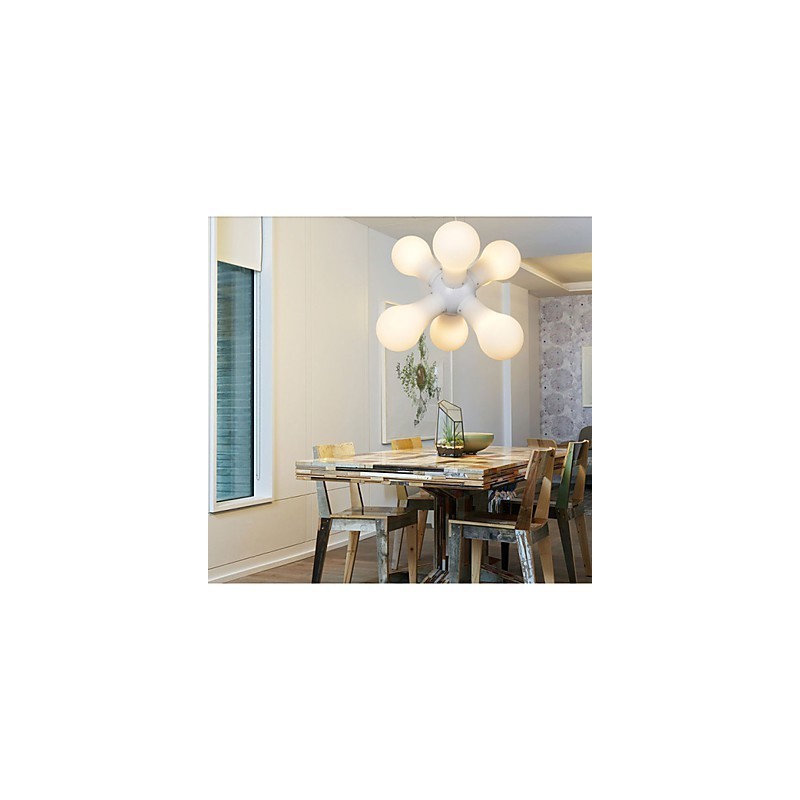 Lampada a sospensione in vetro bianco semplice