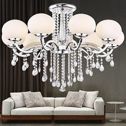 Lampadario in cristallo moderno argento 9 luci