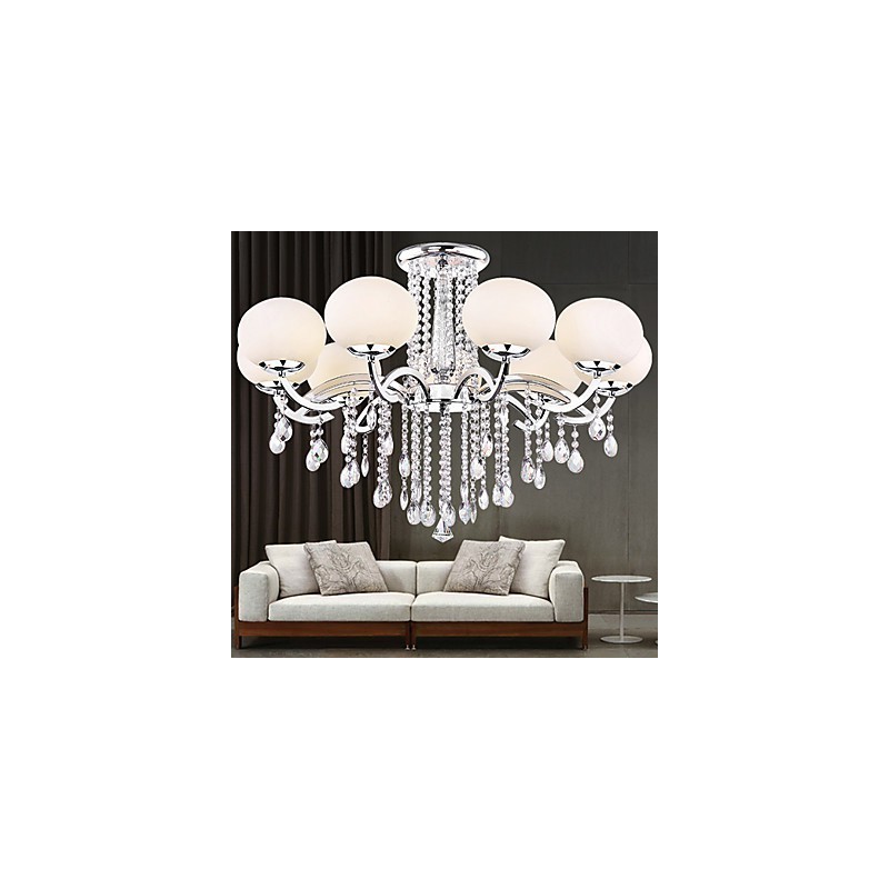 Lampadario in cristallo moderno argento 9 luci