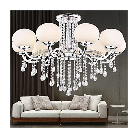 Lampadario in cristallo moderno argento 9 luci
