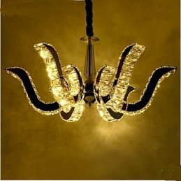 Lampada a sospensione moderna in cristallo, finitura argentata, 3 luci LED integrate
