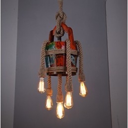 Lampadario a sospensione country retrò in canapa, marrone, 1 luce E26/E27