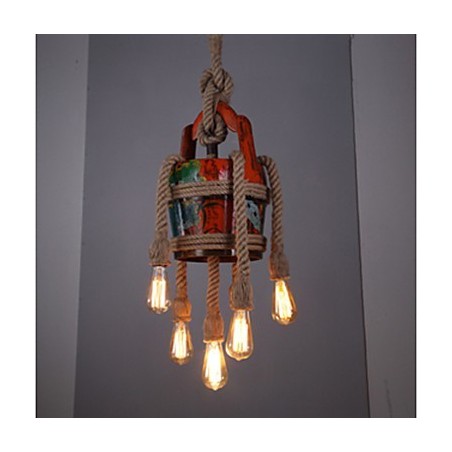 Lampadario a sospensione country retrò in canapa, marrone, 1 luce E26/E27