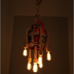 Lampadario a sospensione country retrò in canapa, marrone, 1 luce E26/E27