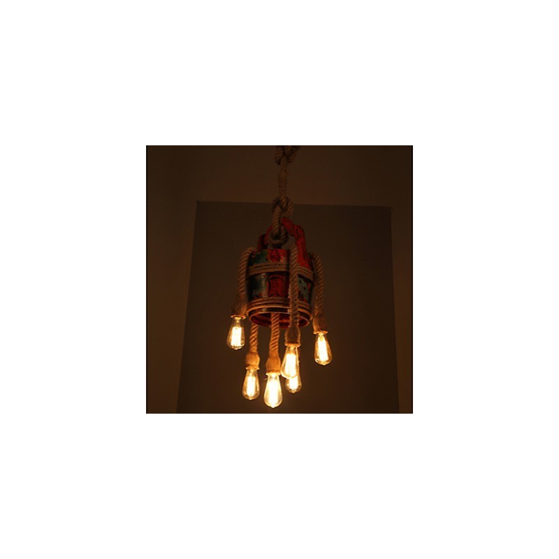 Lampadario a sospensione country retrò in canapa, marrone, 1 luce E26/E27