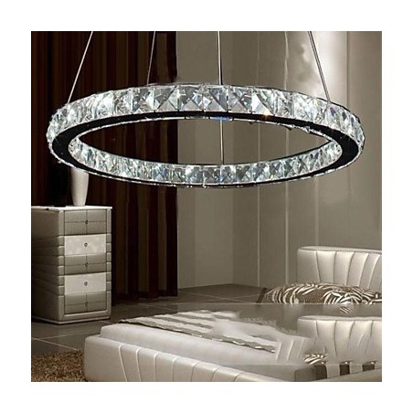 Lampada a sospensione in cristallo LED integrato a 3 livelli, metallo argentato, 70 cm