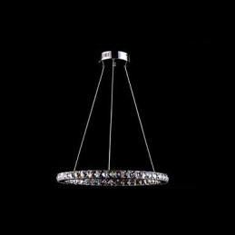Lampada a sospensione in cristallo LED integrato a 3 livelli, metallo argentato, 70 cm