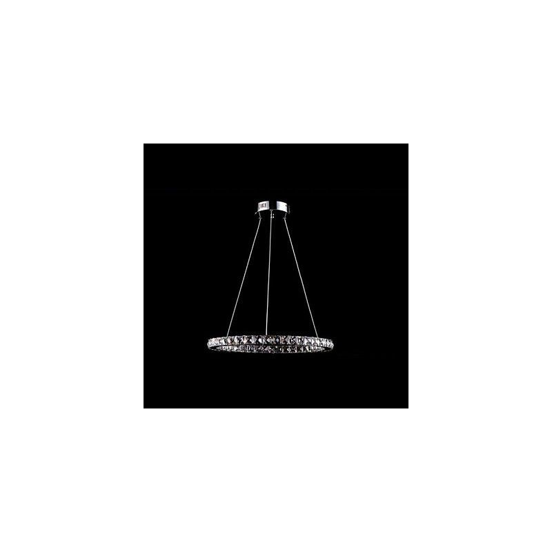 Lampada a sospensione in cristallo LED integrato a 3 livelli, metallo argentato, 70 cm