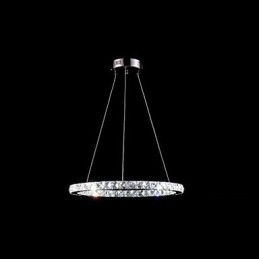 Lampada a sospensione in cristallo LED integrato a 3 livelli, metallo argentato, 70 cm