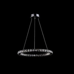 Lampada a sospensione in cristallo LED integrato a 3 livelli, metallo argentato, 70 cm