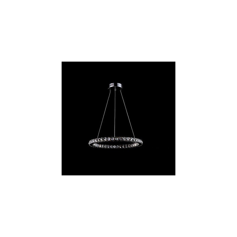 Lampada a sospensione in cristallo LED integrato a 3 livelli, metallo argentato, 70 cm