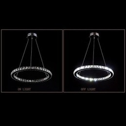 Lampada a sospensione in cristallo LED integrato a 3 livelli, metallo argentato, 70 cm