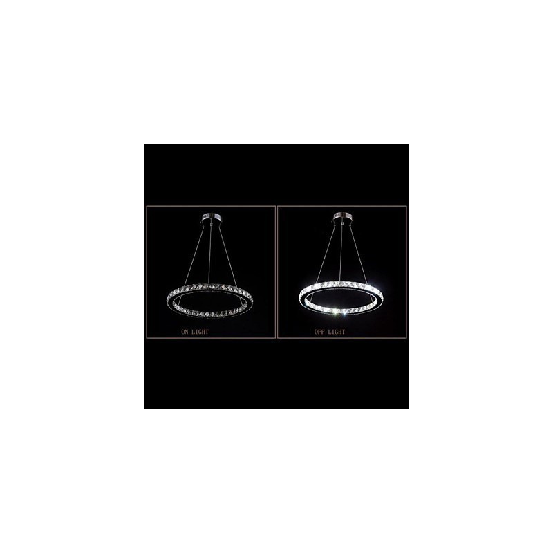 Lampada a sospensione in cristallo LED integrato a 3 livelli, metallo argentato, 70 cm