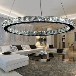 Lampada a sospensione in cristallo LED integrato a 3 livelli, metallo argentato, 70 cm