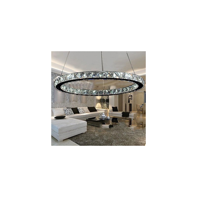Lampada a sospensione in cristallo LED integrato a 3 livelli, metallo argentato, 70 cm