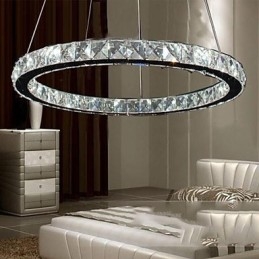 Lampada a sospensione in cristallo LED integrato a 3 livelli, metallo argentato, 70 cm