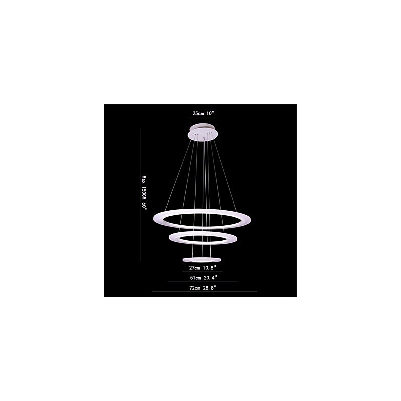 Lampada a sospensione moderna contemporanea in acrilico bianco a 3 livelli 75 Watt LED