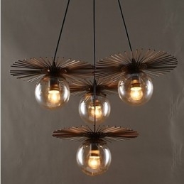 Lampadario classico in vetro artistico a fagiolo rotondo oro e grigio