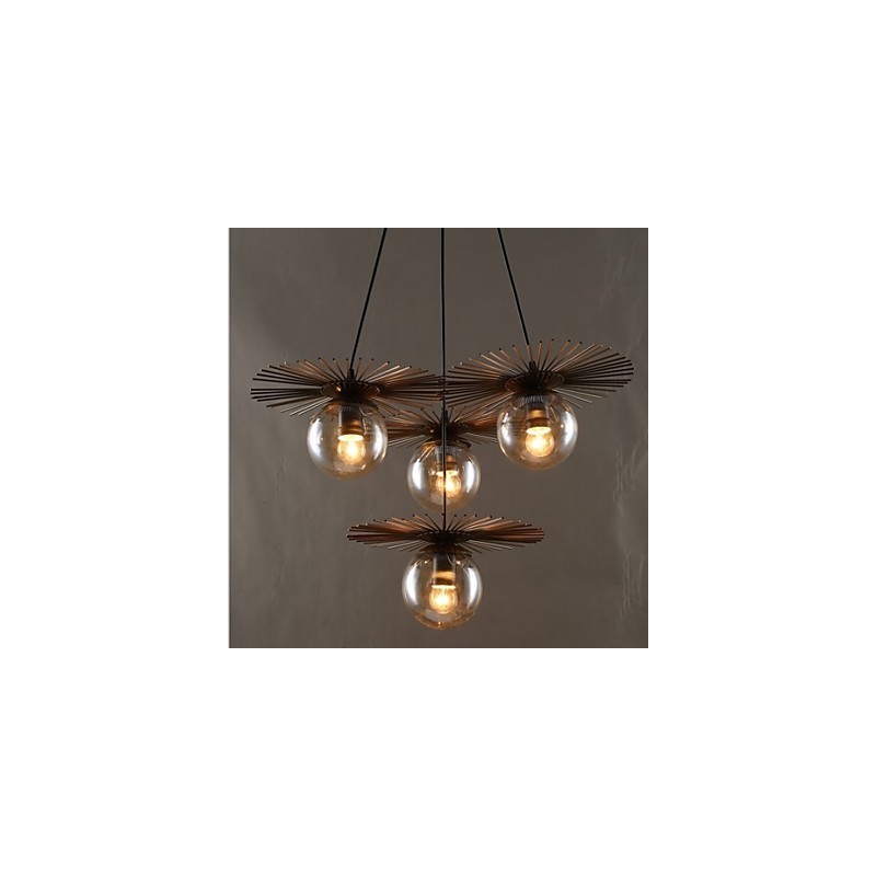 Lampadario classico in vetro artistico a fagiolo rotondo oro e grigio