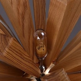 Lampada a sospensione country in legno e bambù, 9 lampadine, 52 cm