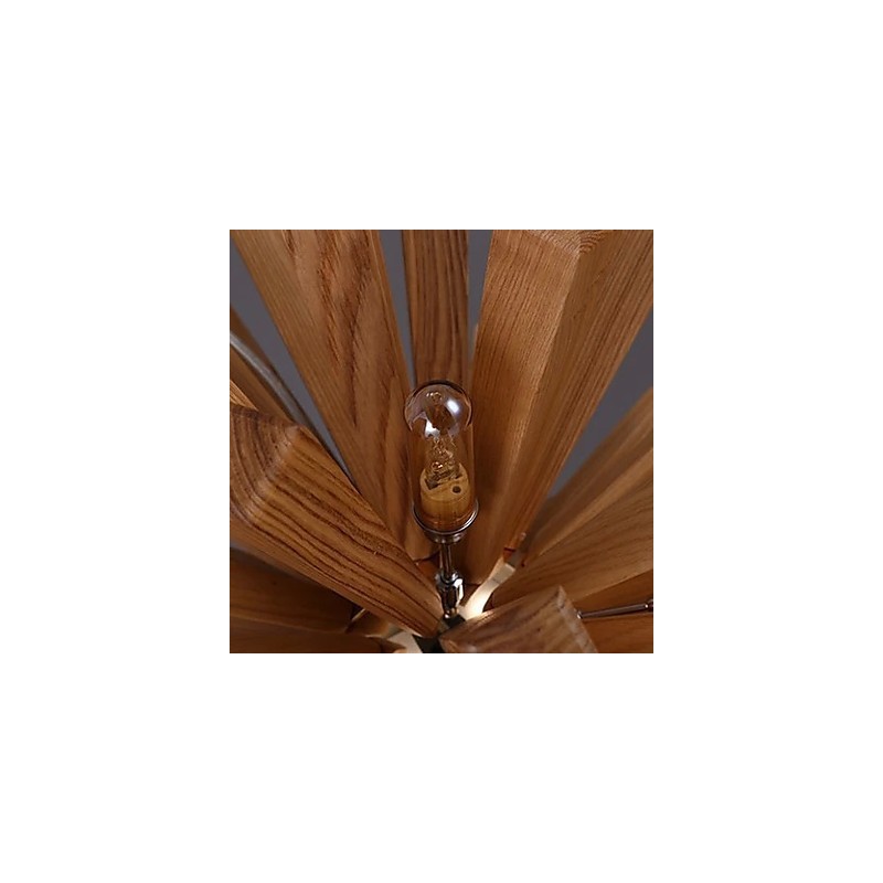Lampada a sospensione country in legno e bambù, 9 lampadine, 52 cm