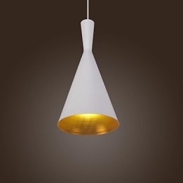 Lampada a sospensione in metallo bianca stile country retrò moderno/contemporaneo