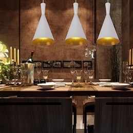 Lampada a sospensione in metallo bianca stile country retrò moderno/contemporaneo