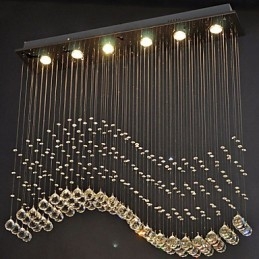 Lampada a sospensione moderna a 6 luci argento con cristallo trasparente