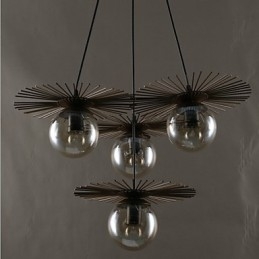 Lampadario classico in vetro artistico a fagiolo rotondo oro e grigio