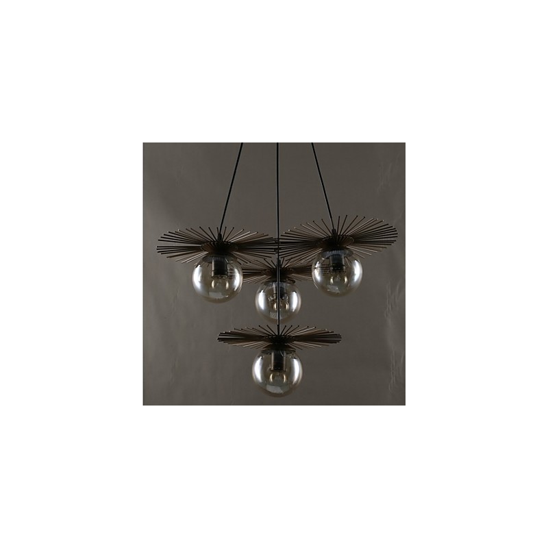 Lampadario classico in vetro artistico a fagiolo rotondo oro e grigio