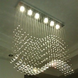 Lampada a sospensione moderna a 6 luci argento con cristallo trasparente