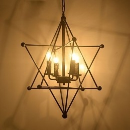Lampadario a sospensione retrò in metallo, 4 luci, attacco E12/E14, catena regolabile