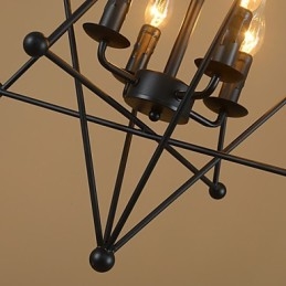 Lampadario a sospensione retrò in metallo, 4 luci, attacco E12/E14, catena regolabile