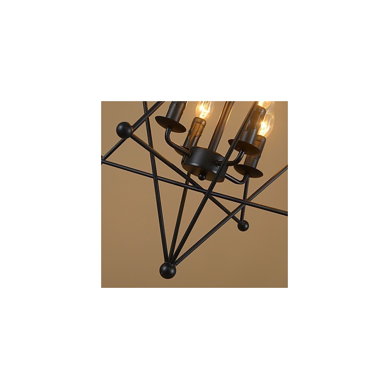 Lampadario a sospensione retrò in metallo, 4 luci, attacco E12/E14, catena regolabile