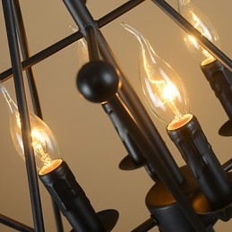 Lampadario a sospensione retrò in metallo, 4 luci, attacco E12/E14, catena regolabile