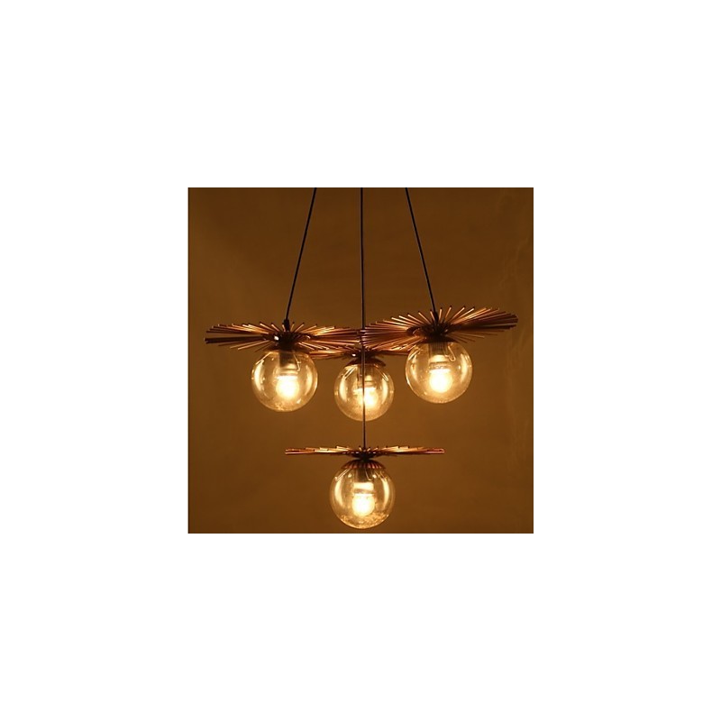Lampadario classico in vetro artistico a fagiolo rotondo oro e grigio