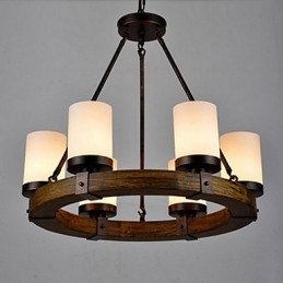 Lampadario a sospensione in legno antico d'epoca