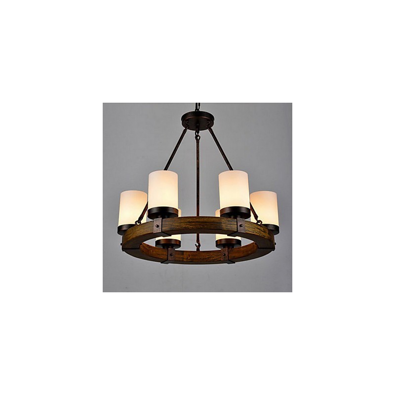 Lampadario a sospensione in legno antico d'epoca