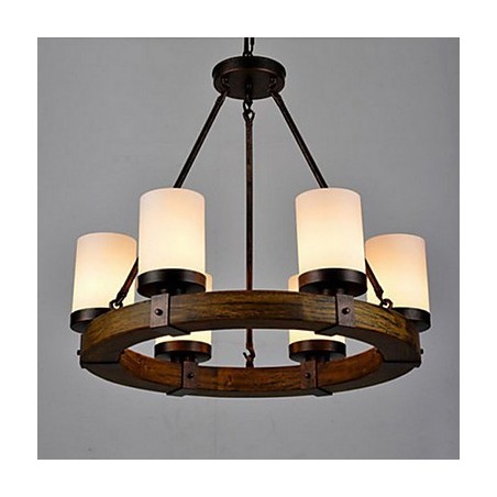 Lampadario a sospensione in legno antico d'epoca