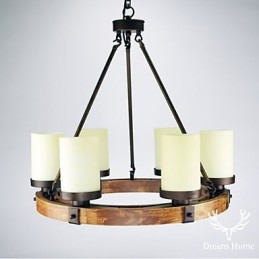 Lampadario a sospensione in legno antico d'epoca