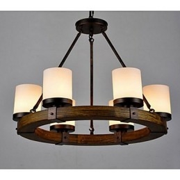 Lampadario a sospensione in legno antico d'epoca